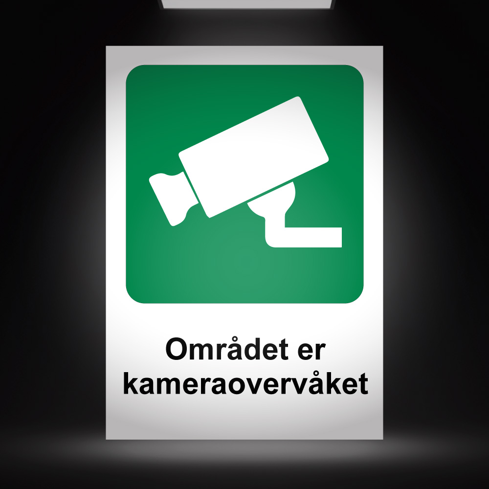 Området er kameraovervåket - Hvit/Grønn