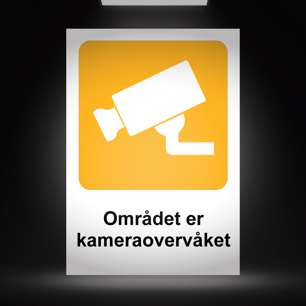 Området er kameraovervåket - Hvit/Gul