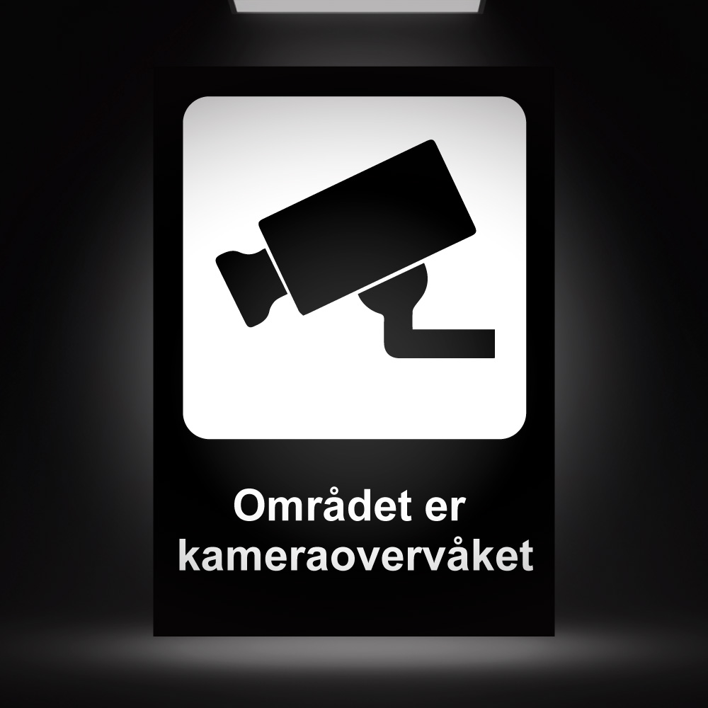 Området er kamera overvåket - Sort/Hvit